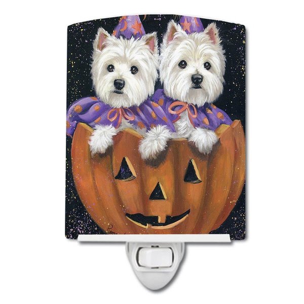 Carolines Treasures Carolines Treasures PPP3205CNL 6 x 4 in. Westie Halloween Pumpkin Ride Ceramic Night Light PPP3205CNL